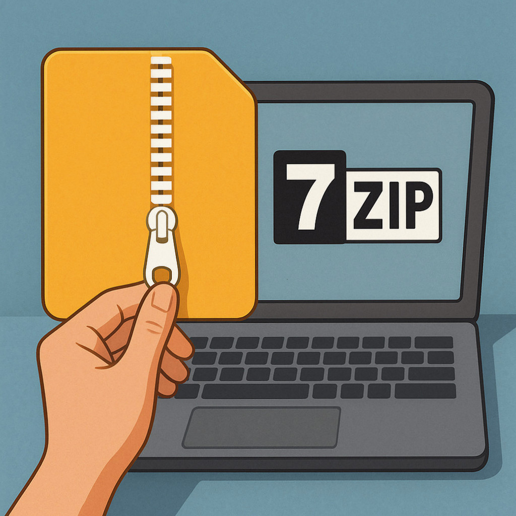 7-Zip 프로그램을 통해 7z 압축 파일을 해제하는 과정을 설명하는 썸네일 이미지.