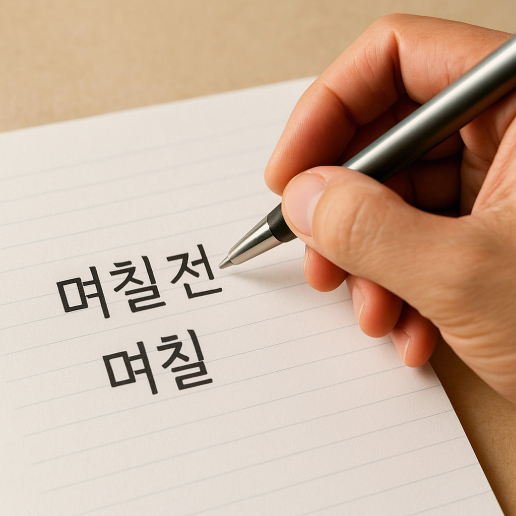 며칠 전"이라는 표현이 담긴 책상을 배경으로 한 사무실 이미지.